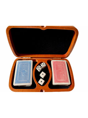 Unopened Wooden Card and Dice Game Set